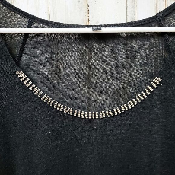 Cable and Gauge Embellished Burn Out Top Black Size Large - Picture 4 of 6